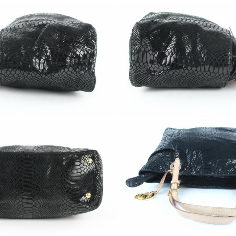 Michael Kors Black Patent Embossed Python Jet Set… - image 7